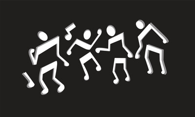 The notes are designed to create cartoon characters that dance to the rhythm of the music.