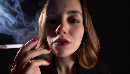 Portrait of a woman with a cigarette