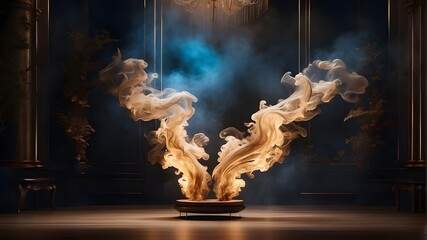 burning incense stick,The captivating visual symphony of a double smoke light effect, where twin plumes converge to create an artistic dance of illumination and atmosphere, is explored in Dual Essence