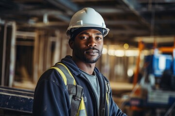 Portrait of a male construction worker inside unfinished building