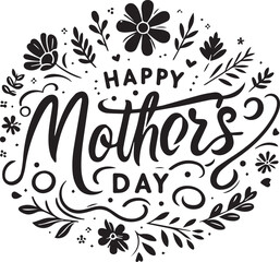 Happy Mothers Day Incorporate a vector illustration of a mother surrounded by blooming flowers.