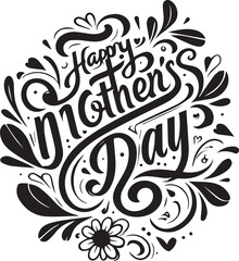 Happy Mothers Day Incorporate a vector illustration of a mother surrounded by blooming flowers.