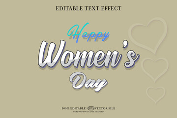 happy women's day card, vector 3D editable text effect template
