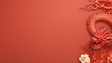 Chinese New Year Background. Dragon, Copy Space, Minimalist, Lunar, Celebration, New Year
