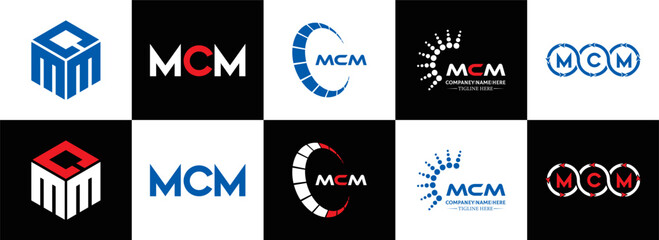 MCM logo. M C M design. White MCM letter. MCM, M C M letter logo design. Initial letter MCM linked circle uppercase monogram logo. M C M letter logo vector design. MCM letter logo design five style.