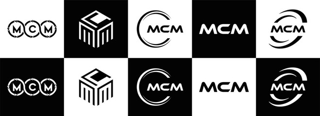 MCM logo. M C M design. White MCM letter. MCM, M C M letter logo design. Initial letter MCM linked circle uppercase monogram logo. M C M letter logo vector design. MCM letter logo design five style.
