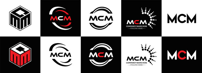 MCM logo. M C M design. White MCM letter. MCM, M C M letter logo design. Initial letter MCM linked circle uppercase monogram logo. M C M letter logo vector design. MCM letter logo design five style.