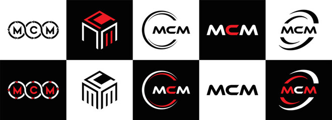 MCM logo. M C M design. White MCM letter. MCM, M C M letter logo design. Initial letter MCM linked circle uppercase monogram logo. M C M letter logo vector design. MCM letter logo design five style.