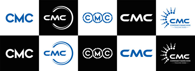 CMC logo. C M C design. White CMC letter. CMC, C M C letter logo design. Initial letter CMC linked circle uppercase monogram logo. C M C letter logo vector design. CMC letter logo design five style.