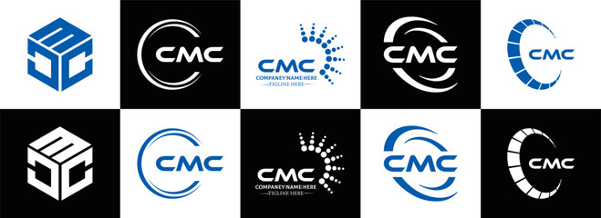 CMC logo. C M C design. White CMC letter. CMC, C M C letter logo design. Initial letter CMC linked circle uppercase monogram logo. C M C letter logo vector design. CMC letter logo design five style.