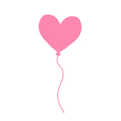 Pink festive balloons with classic shape and heart shape