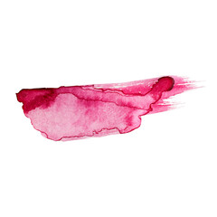 Horizontal pink watercolor splash spot. Hand drawn. Isolated on white background. For banner, cards