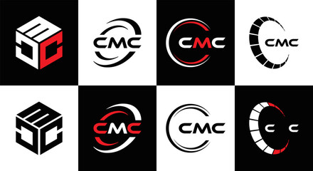 CMC logo. C M C design. White CMC letter. CMC, C M C letter logo design. Initial letter CMC linked circle uppercase monogram logo. C M C letter logo vector design. CMC letter logo design five style.