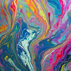 Abstract Colorful Whirlwind: Intricate Marble-Like Paint Patterns