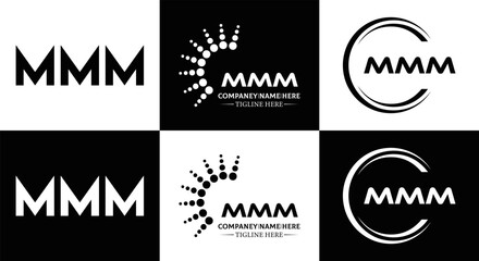 Obraz premium MMM logo. M M M design. White MMM letter. MMM, M M M letter logo design. Initial letter MMM linked circle uppercase monogram logo. M M M letter logo vector design. MMM letter logo design five style.
