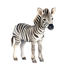 Fototapeta na wymiar Zebra in a transparent background,watercolor clip art