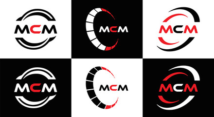 MCM logo. M C M design. White MCM letter. MCM, M C M letter logo design. Initial letter MCM linked circle uppercase monogram logo. M C M letter logo vector design. MCM letter logo design five style.