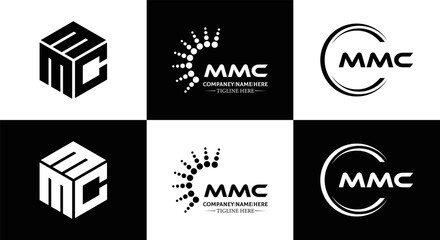 MMC logo. M M C design. White MMC letter. MMC, M M C letter logo design. Initial letter MMC linked circle uppercase monogram logo. M M C letter logo vector design. MMC letter logo design five style.