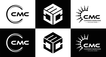 CMC logo. C M C design. White CMC letter. CMC, C M C letter logo design. Initial letter CMC linked circle uppercase monogram logo. C M C letter logo vector design. CMC letter logo design five style.