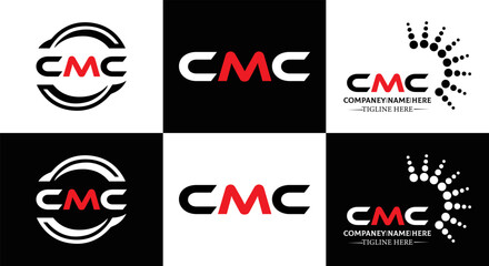 CMC logo. C M C design. White CMC letter. CMC, C M C letter logo design. Initial letter CMC linked circle uppercase monogram logo. C M C letter logo vector design. CMC letter logo design five style.