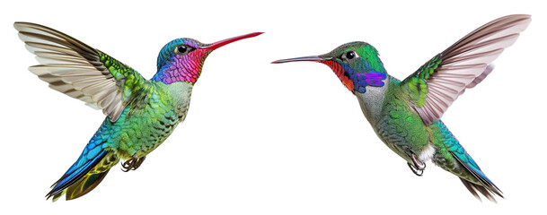 Naklejka premium Collection set of Broad Billed Hummingbird isolated on white or transparent background PNG