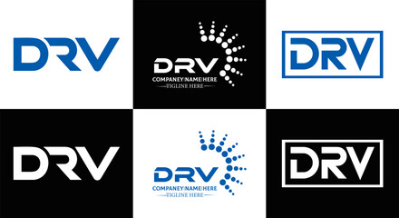 Fototapeta premium DRV logo. D R V design. White DRV letter. DRV, D R V letter logo design. Initial letter DRV linked circle uppercase monogram logo. D R V letter logo vector design. DRV letter logo design five style.