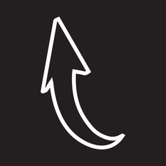 Curved arrow icon vector. Arrow pointer icon sign symbol vector. Arrow up vector icon illustration isolated on black background