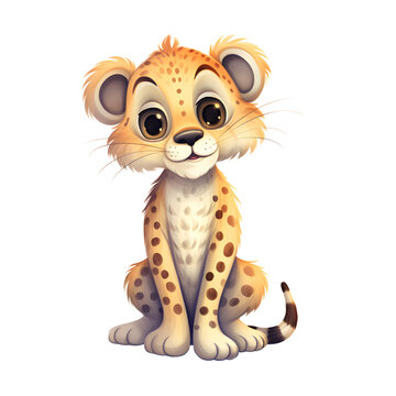 cute cheetah watercolor clip art 