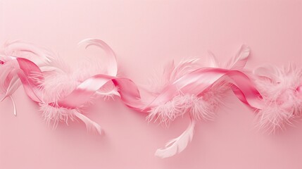 Pink feather boa on a pink background Generative AI