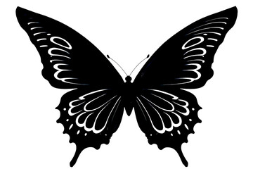Black Butterfly Shape on Clean White Background: Elegant Minimalist Design