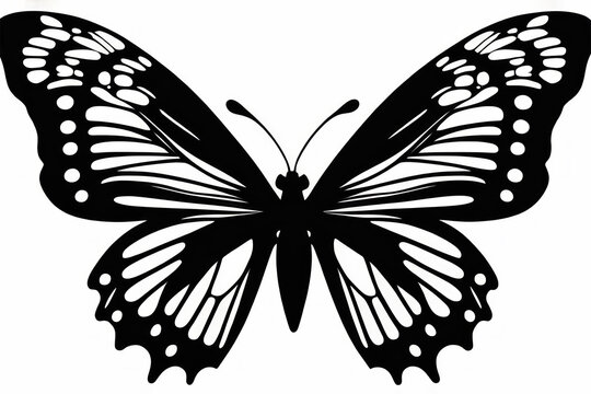 Black Butterfly Shape on Clean White Background: Elegant Minimalist Design