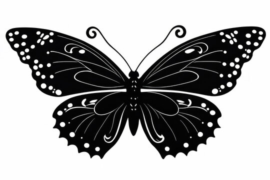 Black Butterfly Shape on Clean White Background: Elegant Minimalist Design