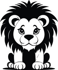 Cute Lion Cartoon Royalty Silhouette Vector Art illustrator Design