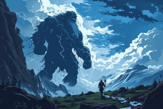 Majestic storm giants, wielding thunderbolts and commanding the forces of nature - Generative AI