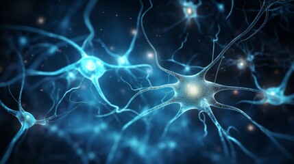Naklejka na ściany i meble Neuron Cells building a neural network