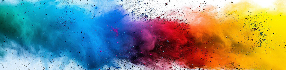 鮮やかな虹彩：ペイントカラーパウダーの幻想的な爆発,Vibrant iridescence: a fantastic explosion of paint color powder,Generative AI	 - obrazy, fototapety, plakaty