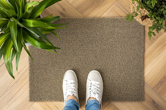 Front Door mat mockup doormat to the house