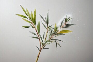 Shadowy Elegance Generative AI's Noir Botanical Bamboo Leaf Close-Up