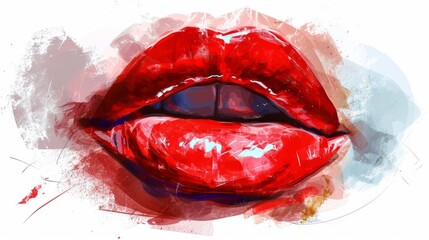 red lips, abstract, sensuous