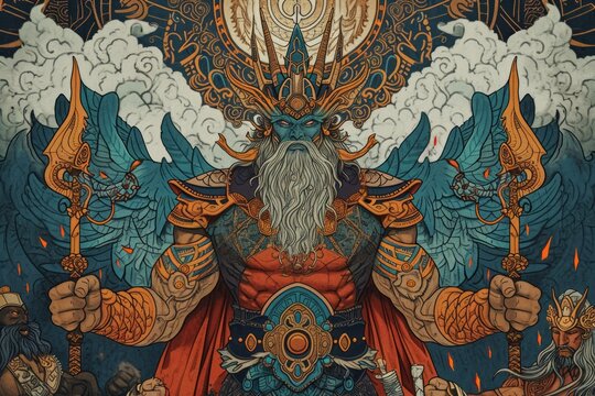 Majestic storm giants, wielding thunderbolts and commanding the forces of nature - Generative AI