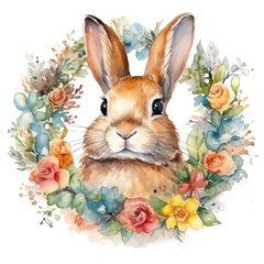 rabbit with flower wreath