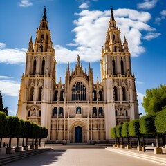 Gothic Grandeur: Majestic Cathedral Basking in the Bright Sunlight