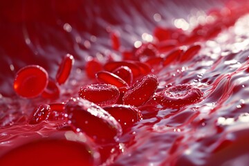 Blood droplets in a red liquid Generative AI