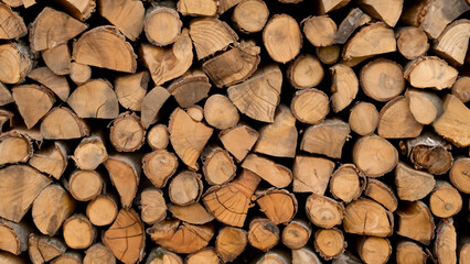 stack of firewood - obrazy, fototapety, plakaty