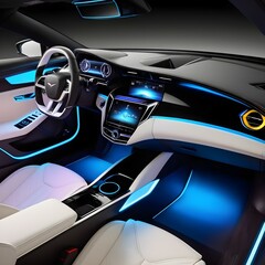 Illuminated Luxury: A Glimpse into the Futuristic Design of a Modern Car Interior
