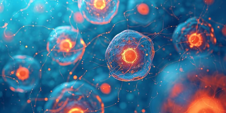 A vibrant display of cellular structures Generative AI