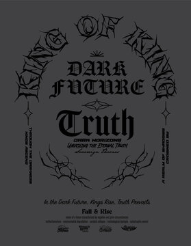 t shirt print design or poster art design featuring with slogans, wordings, imaginary logos and tribal tattoo design