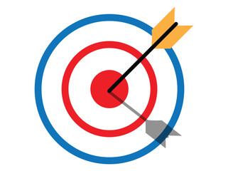 Target with arrow icon or sign isolated on white background with colorful point . Vector illustration.