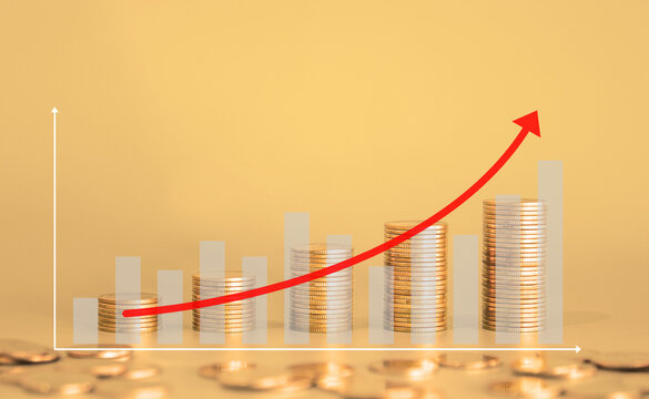 Upward Business Chart Showing Financial Growth with Arrow and Bar Diagram