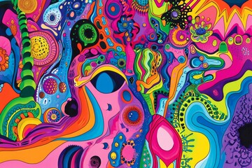 Obraz premium Vibrant Psychedelic Artwork with Abstract Patterns